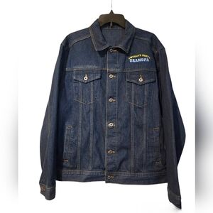 World's Best Grandpa Embroidered Denim Jacket From Danbury Mint Size Large NWOT